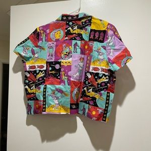 Women’s Dangerfield “Lost In Space” Multicolored Cropped Blouse, size 12 au. NWT